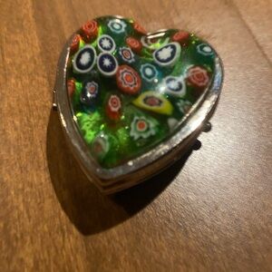 Murano Glass Millefiori Heart Mini Pill Box